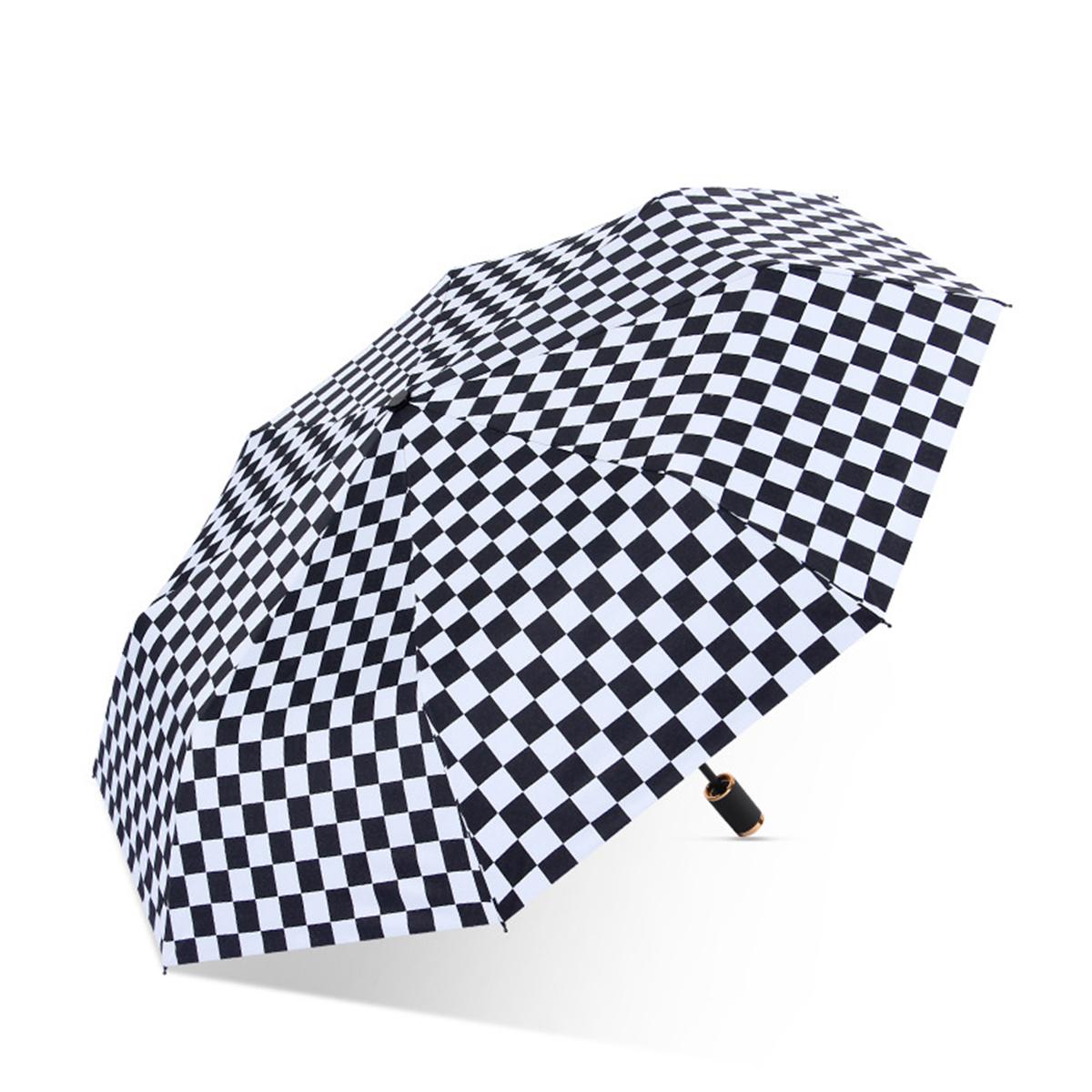 

Полностью автоматический складной зонт от солнца с шахматным узором для использования как в солнечную, так и в дождливую погоду