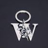 Stainless Steel Alphabet Flower Cutout Keychain Pendant