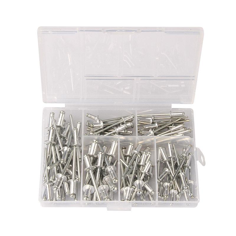 120-Piece Aluminum Pop Rivets Set, M3.2-M4, Open Type Pull-Through, Boxed for Cross-Border Trade