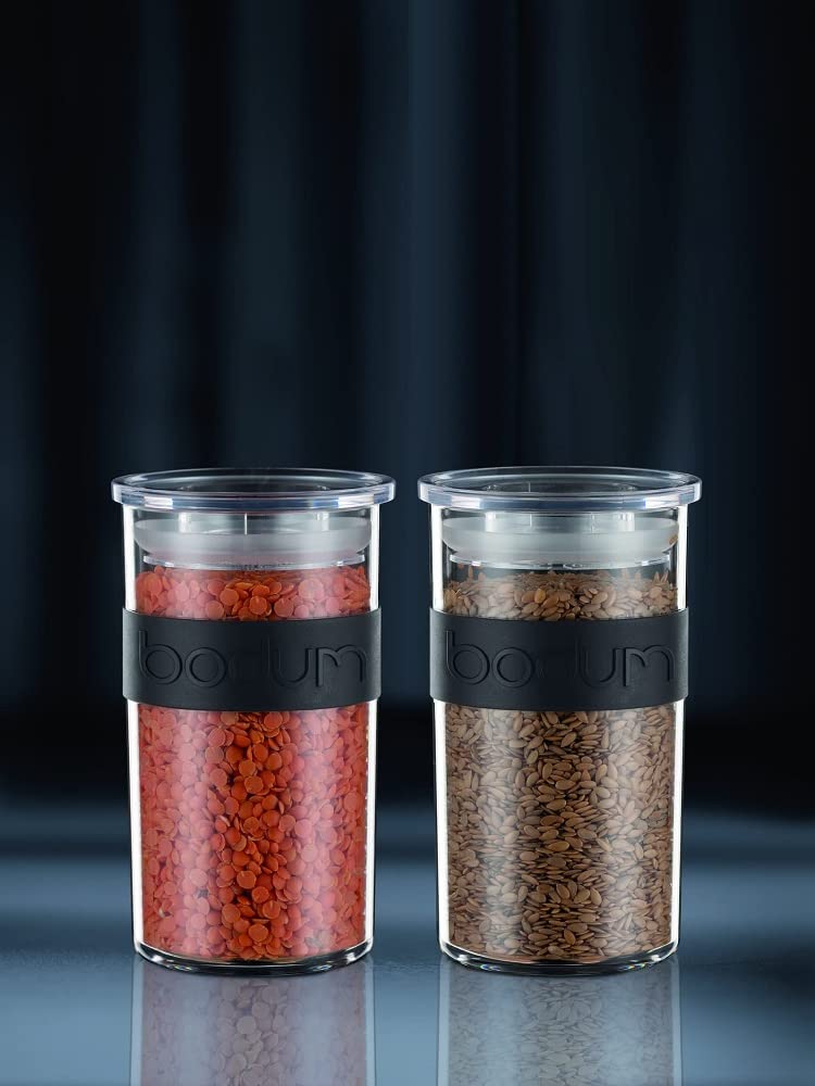 BODUM PRESSO Plastic Storage Canisters, 250ml, Set of 4, for Food, Condiments, Coffee, and Tea Storage, Dishwasher Safe [Authentic] K11827-01SA
