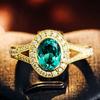 Quality Oval Zircon Engagement Rings for Women  Female Vintage Green Crystal 14k Gold Plating Rings Women Lady Gift