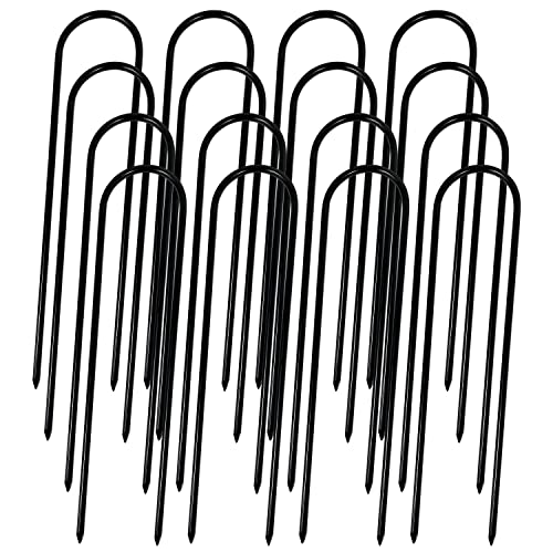 Sutekus U-Shaped Pegs, 6cm Inner Width, 30cm Length, 6mm Diameter, Tent Pegs for Camping, Soccer Goals, Trampolines, and More, Pack of 16 with Storage