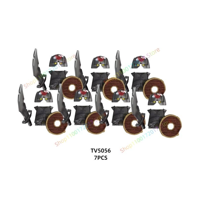 7PCS Anime Movie TV6401 TV6402 Series Action Figures Blocks Toy Orcs Medieval Wars Soldiers Building Bricks Model Toys Gift