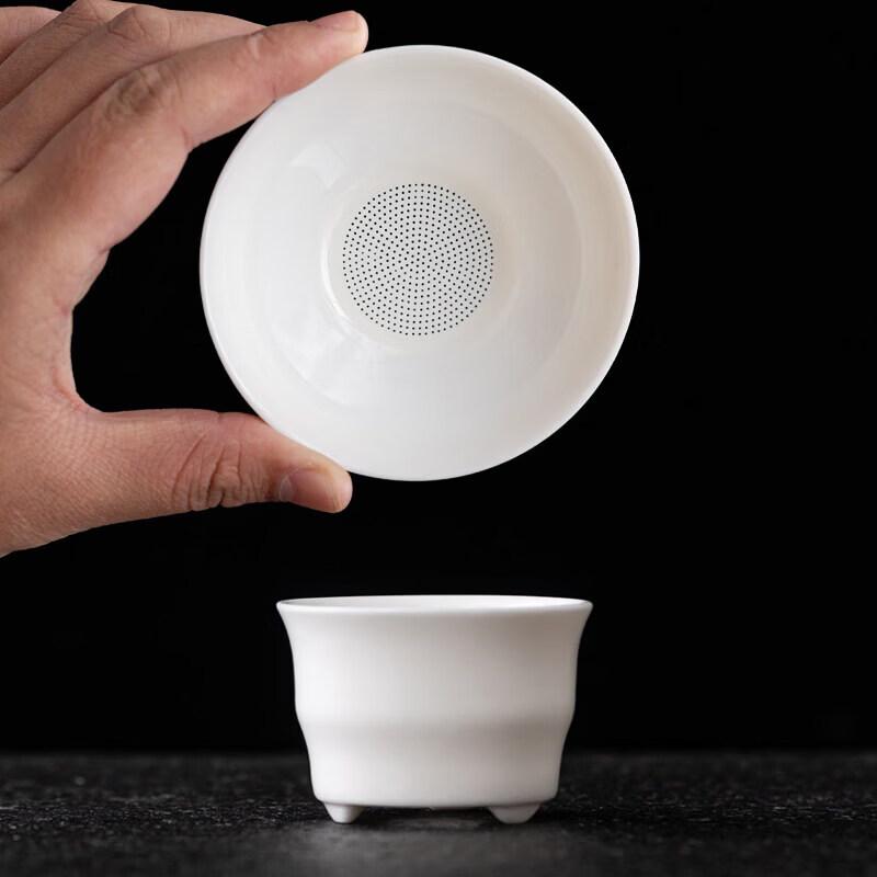 Qiwei Suet Jade White Porcelain Tea Strainer