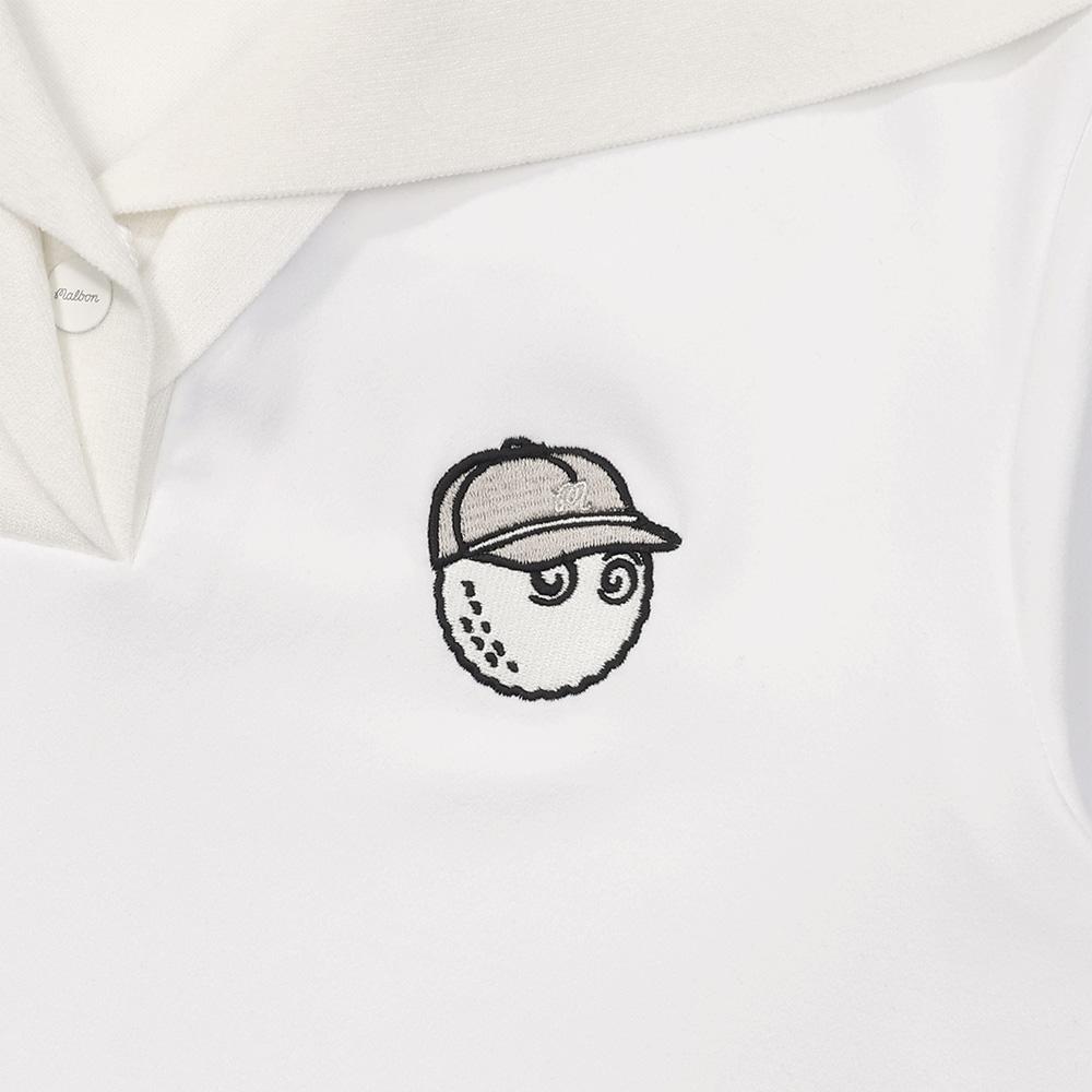 MALBON GOLF Knit Hybrid Polo Shirt Cream (Woman)