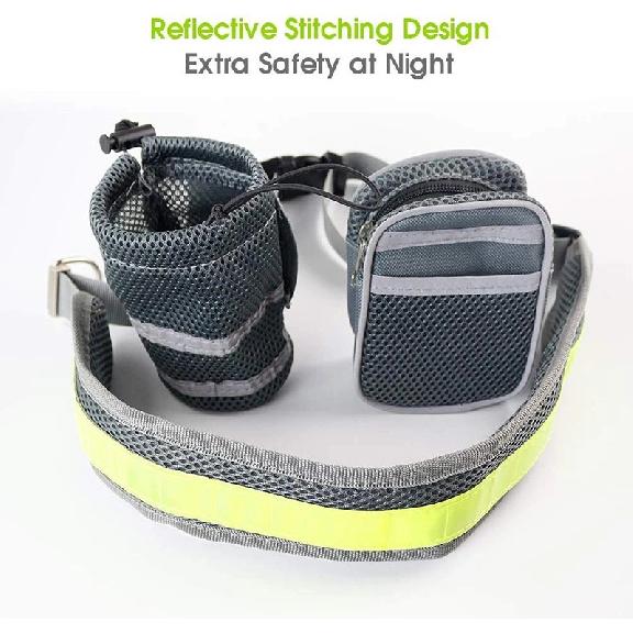 Benepaw Reflective Handsfree Dog Leash With Two Storage Bags Adjustable Waist Elastic Pet Running Leash For Medium Big Dogs