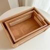 Retro Solid Wood Storage Box Desktop Rattan Basket Book Snacks Fruit Cosmetics Organizer Boxes Home Bathroom Kitchen Basket