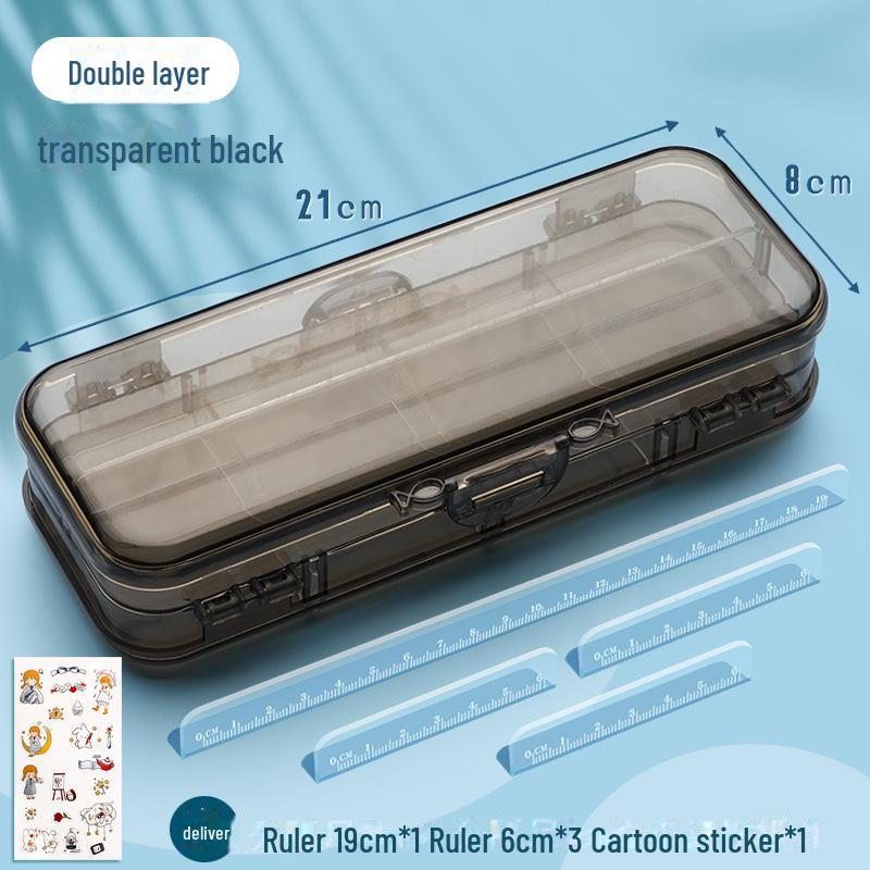Chenyu Double-Zip Transparent Pencil Case - Large Capacity, Simple, Cute Japanese Style for Middle School Students
