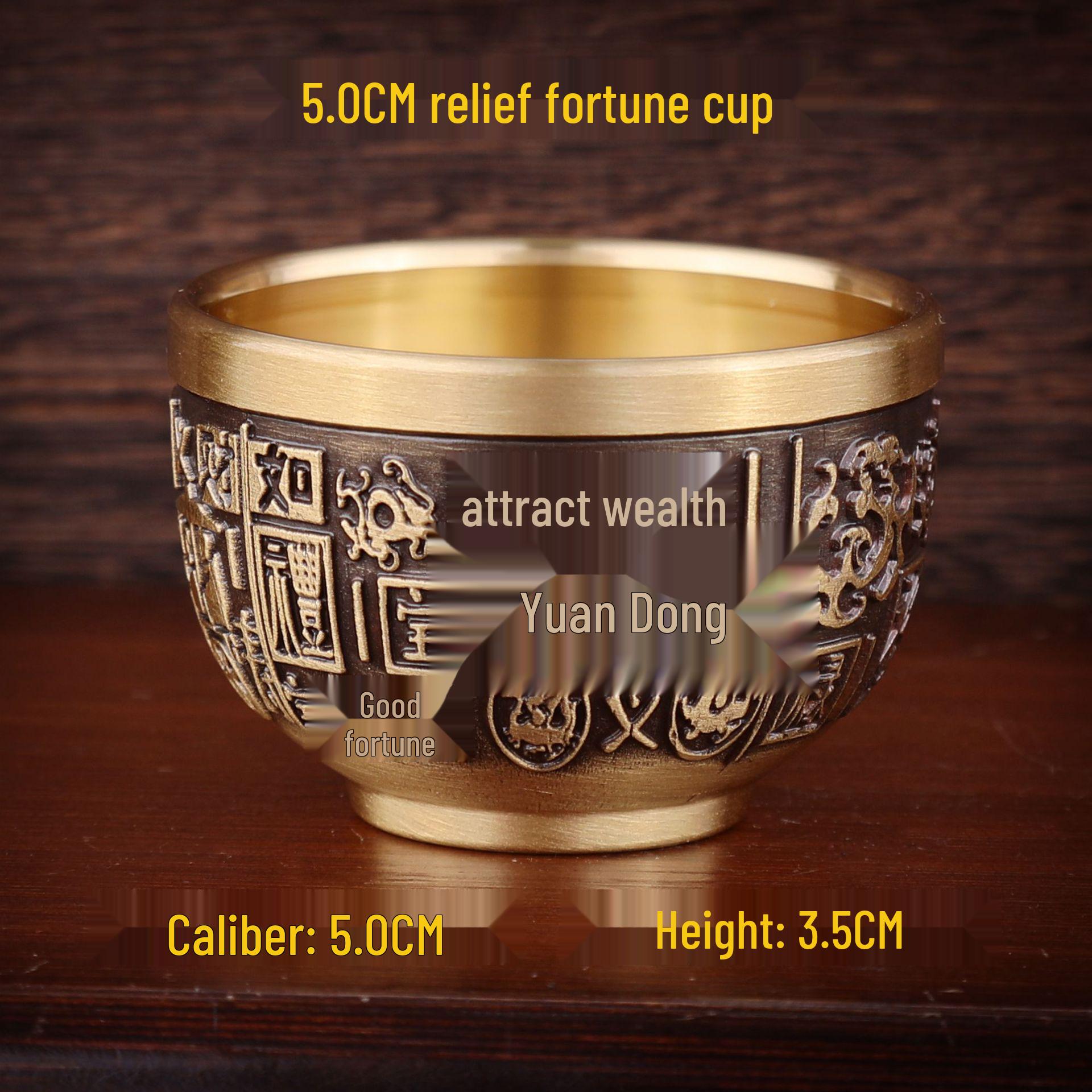Brass Embossed Blessings Jar with Dragon and Phoenix Design - Home & Office Decoration