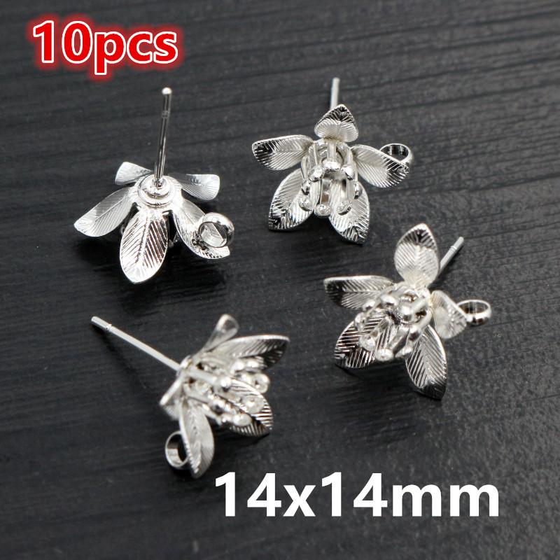 6-10pcs Brass Metal Flower Studs Earrings Pins DIY Earrings Stud Hooks Jewelry Making Accessories Findings