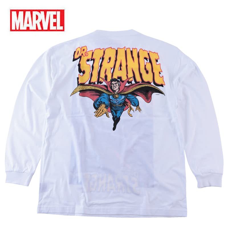 EVERSOUL Marvel Langarm-T-Shirt, Doctor Strange, Captain America, Amerikanischer Comic-Charakter Merchandise, Herren, Weiß, Größe XL [Parallelimport]