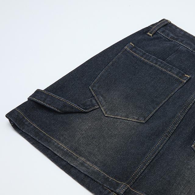 LAP Square Pocket Twisted Line Denim Skirt Aq3Ds861