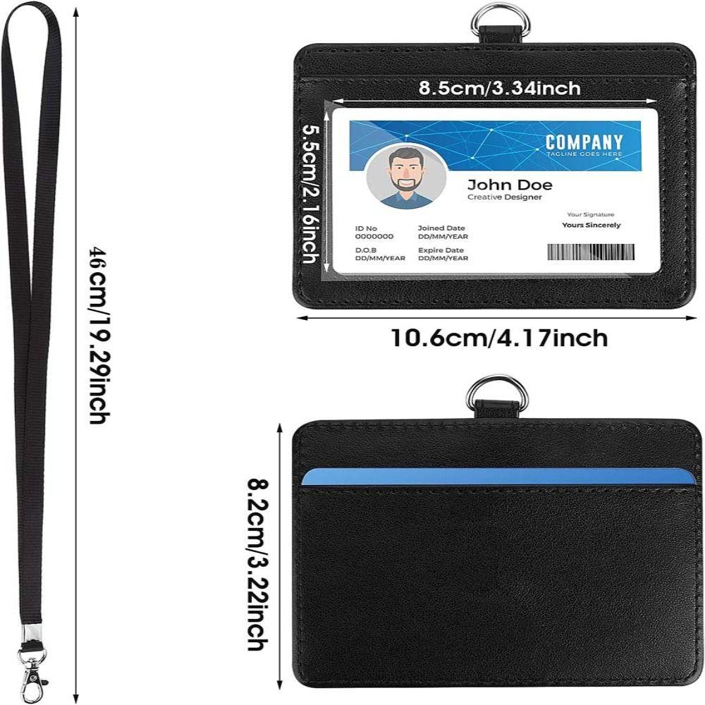Lanyard ID Card Holder Office Supplies Badge Holders ID Holders with Neck Strap Wallet PU Leather Zipper Coin Purses Student