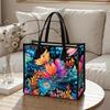 Colorful Floral Pattern Large Capacity Canvas Tote Bag For Daily Shopping Travel Commute Casual Fashion Handbag For Women