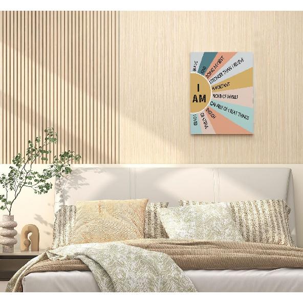 pirational Quotes I Am Brave Kind Loved Framed Canvas Wall Art Decor 11×14 inch, Positive Affirmations Print Painting Artwork Home Wall Decoration