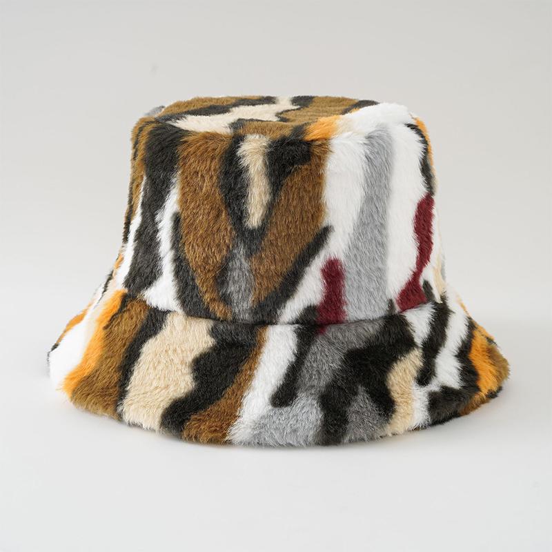 Outdoor Large Size Winter Faux Fur Fluffy Bucket Hat Women Winter Warm Fisherman Cap Fashion Trendy Party Wide Brim Panama Caps