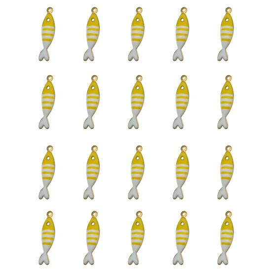 20Pcs Enamel Fish Charms Stainless Steel Fish Pendants Double-sided Striped Mini Fish Charms for DIY Jewelry Making Earring Necklace Bracelet Keychain
