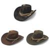 Vintage Western Cowboy Hat With Wide Brim For Sun Protection And Breathability