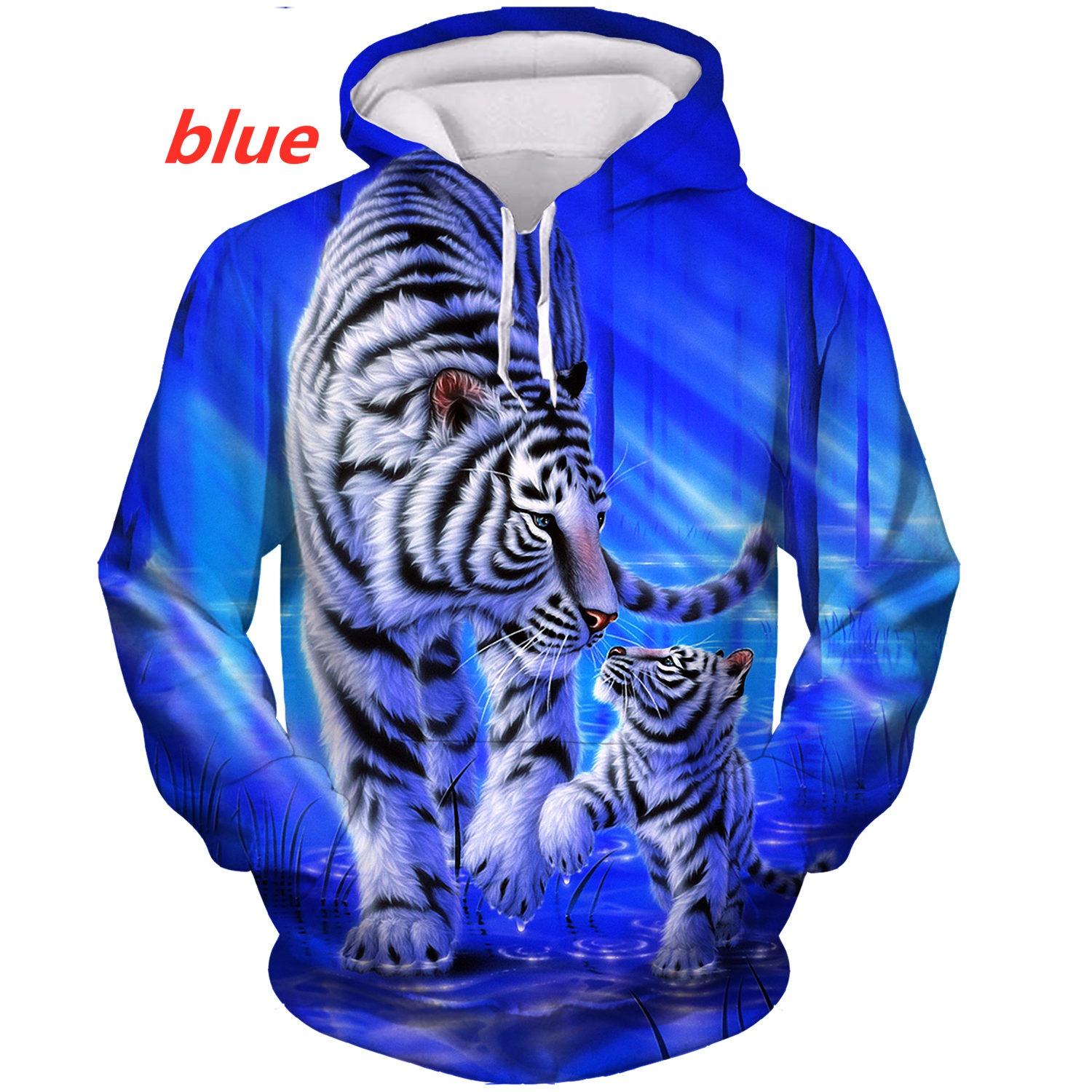 

Модная толстовка с 3D-принтом животного и тигром, пуловер, повседневная толстовка, спортивная толстовка S