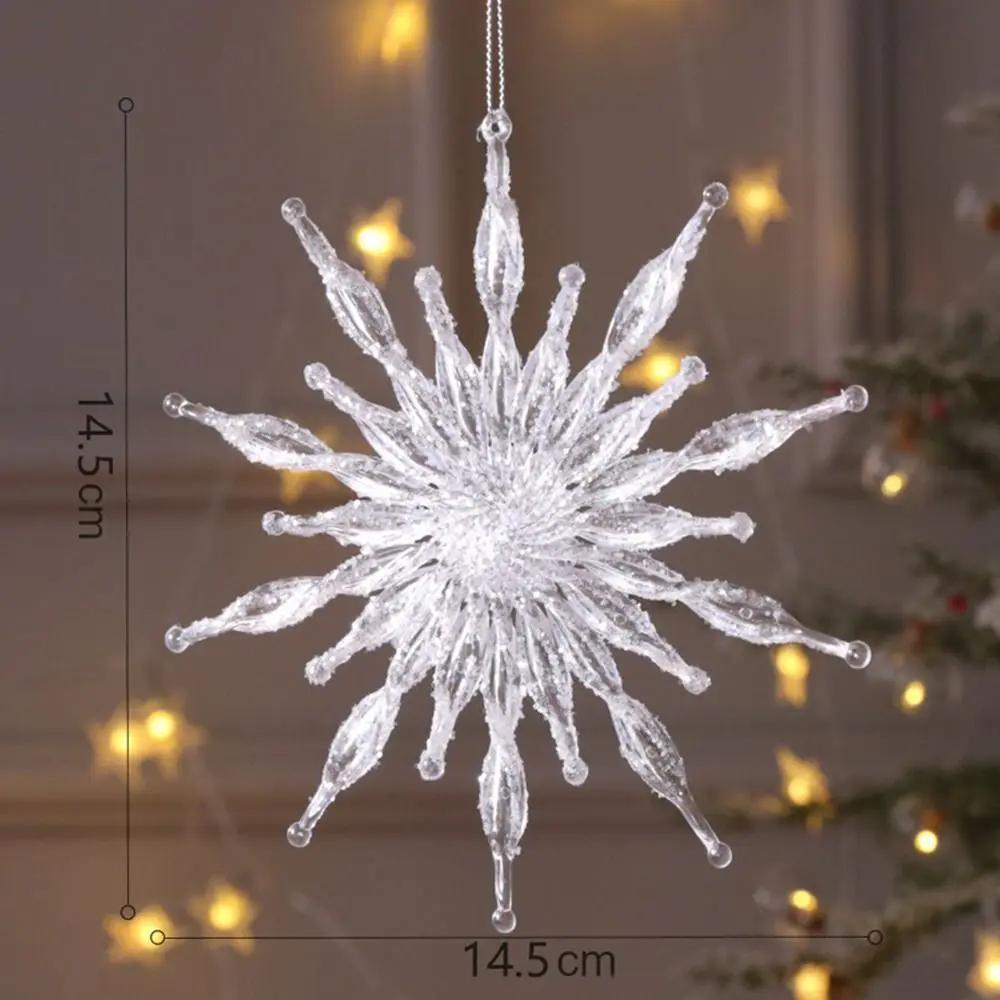 2PCS Acrylic Christmas Crystal Pendants DIY Snowflake Christmas Tree Ornaments Wall Pendant Indoor Outdoor Crystal Hanging