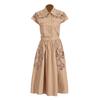 French Retro Women's Clothing Suit Lapel Short-sleeved Single-breasted Top Embroidered Hollow Skirt Women