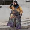 Autumn and winter new Chinese style retro buckle hooded down jacket medium and long knee white duck down fashion coat