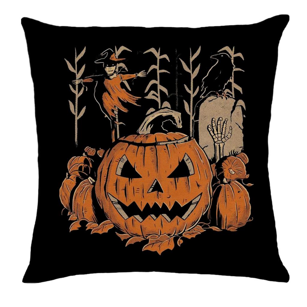 Halloween Home Holiday Party Decorations Pumpkin Skull Ghost Pillow Cover Suitable for Home Living Room Sofa Room Decoration