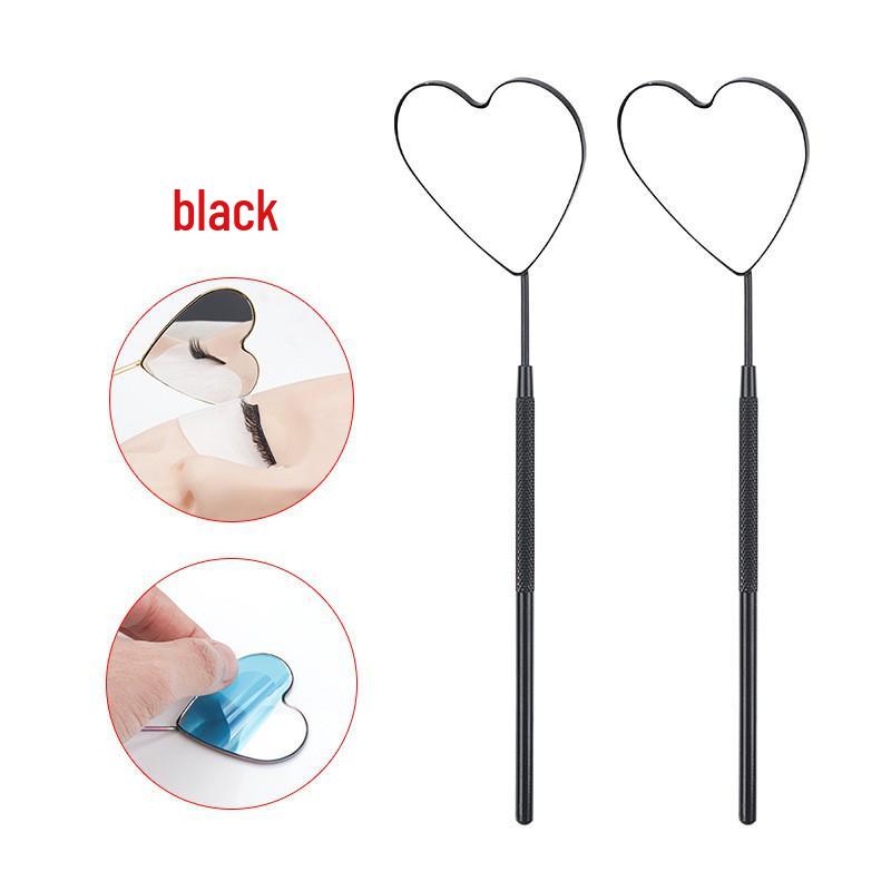Heart-Shaped Anti-Fog Eyelash Extension Mirror - Stainless Steel, Anti-Curl Design