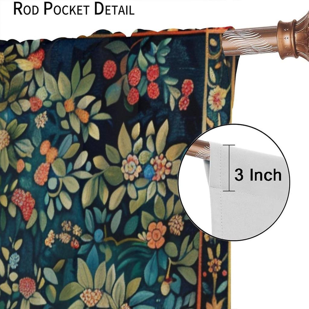 Vintage William Morris Floral Curtains Retro Plant Flowers Forest Tree Print Pattern Window Drapes Living Room Be Blackout Polyester Great Decor