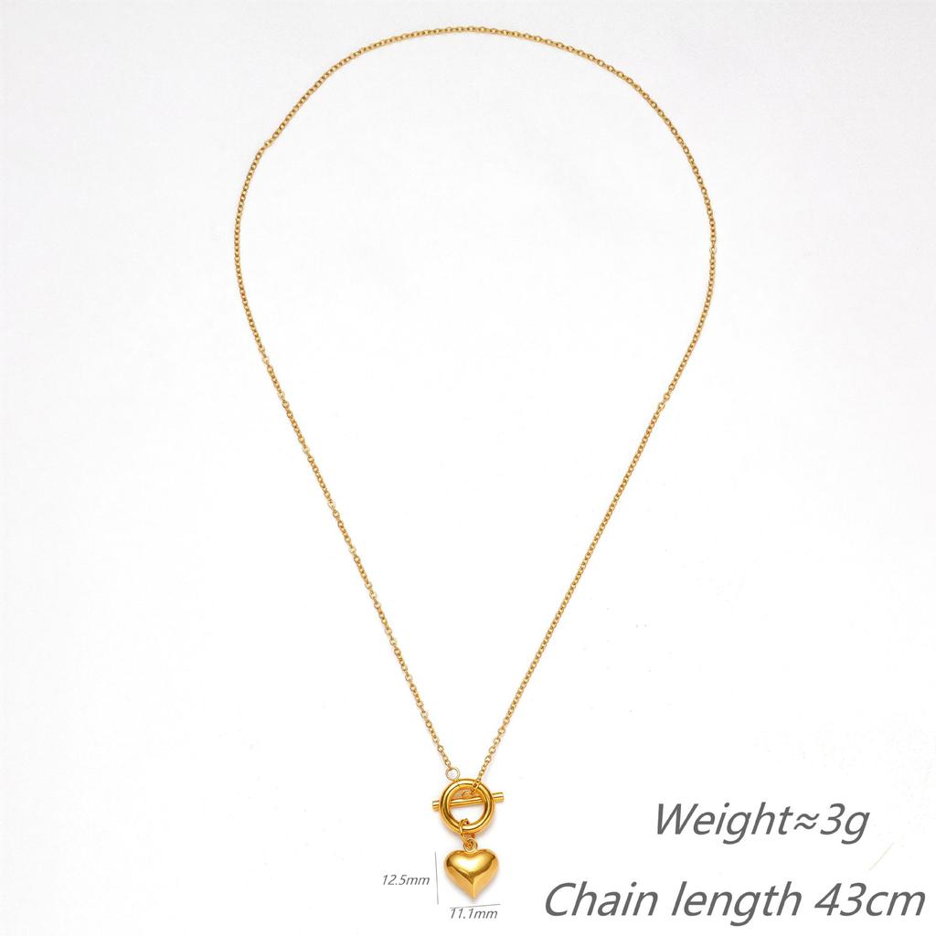 French Retro-Plated 18K Gold Love Necklace, Titanium Steel Ot Buckle Necklace, Easy To Wear And Non-Fading Gift