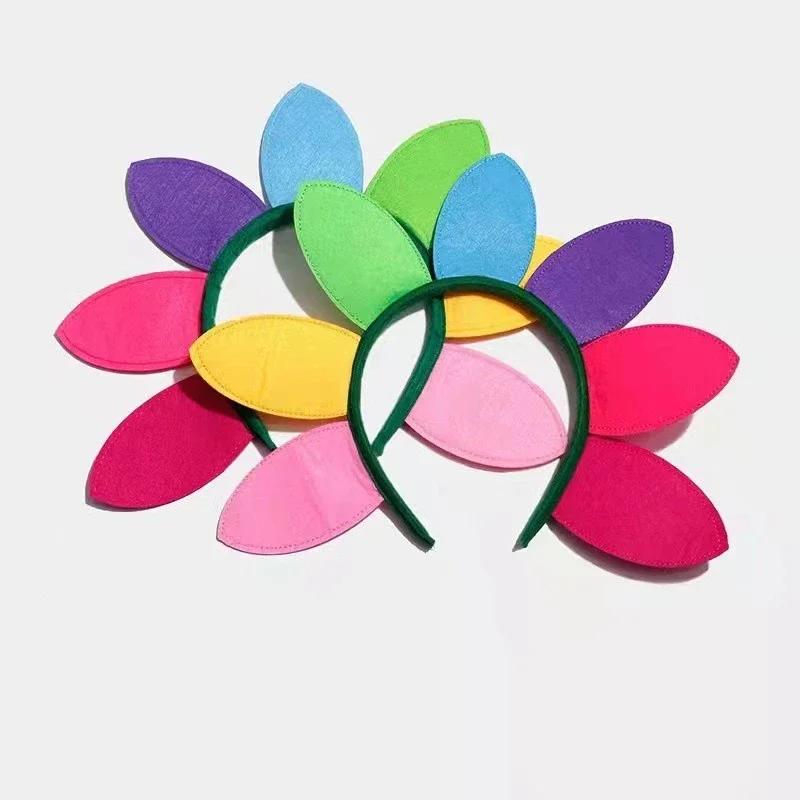Sunflower Hair Bands Rainbow Colour Hair Bands Birthday Festival Party Cute Headband Stage Hair Decoration Children's Day Gift