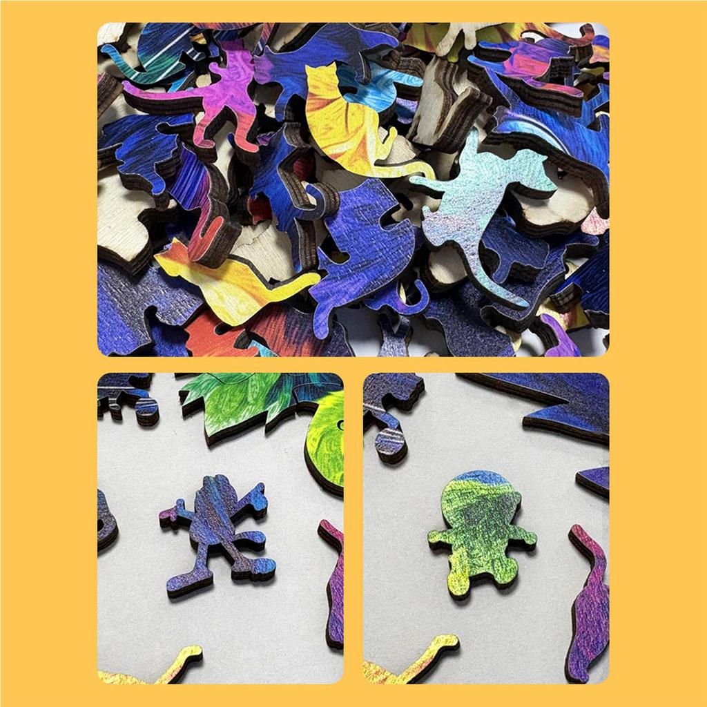 Cat Shaped Wood Puzzle 201 Pieces Bedroom Decoration Decorative Jigsaw Puzzle for Adults Teens Cat Lovers Collectors Family