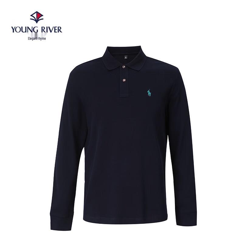 Men s Solid Color Embroidered Long Sleeve Polo Shirt XXL