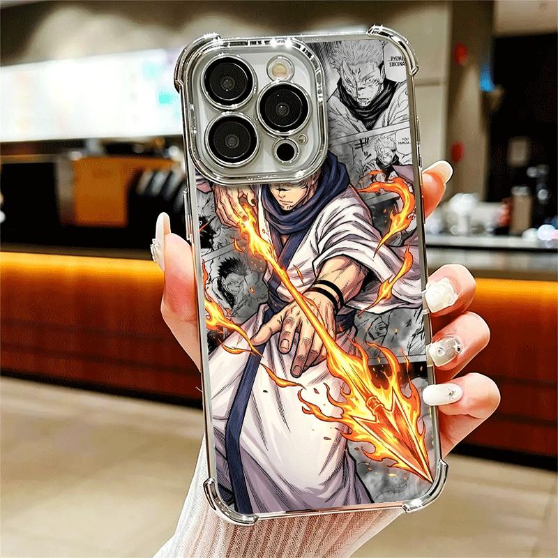 Anime Ryomen Sukuna JUJUSU Soft Phone Case For iPhone 15 16 17 Air 14 Pro Max 16E Plus 13 12 Mini Plating Anti-Fall Fundas
