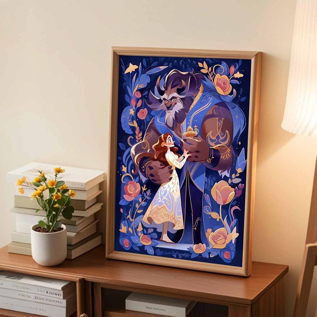 Full Round Diamond Painting The Beast and The Princess Art Rhinestone Picture Mosaic DIY 5D Cross Stitch Embroidery Home Decoration
