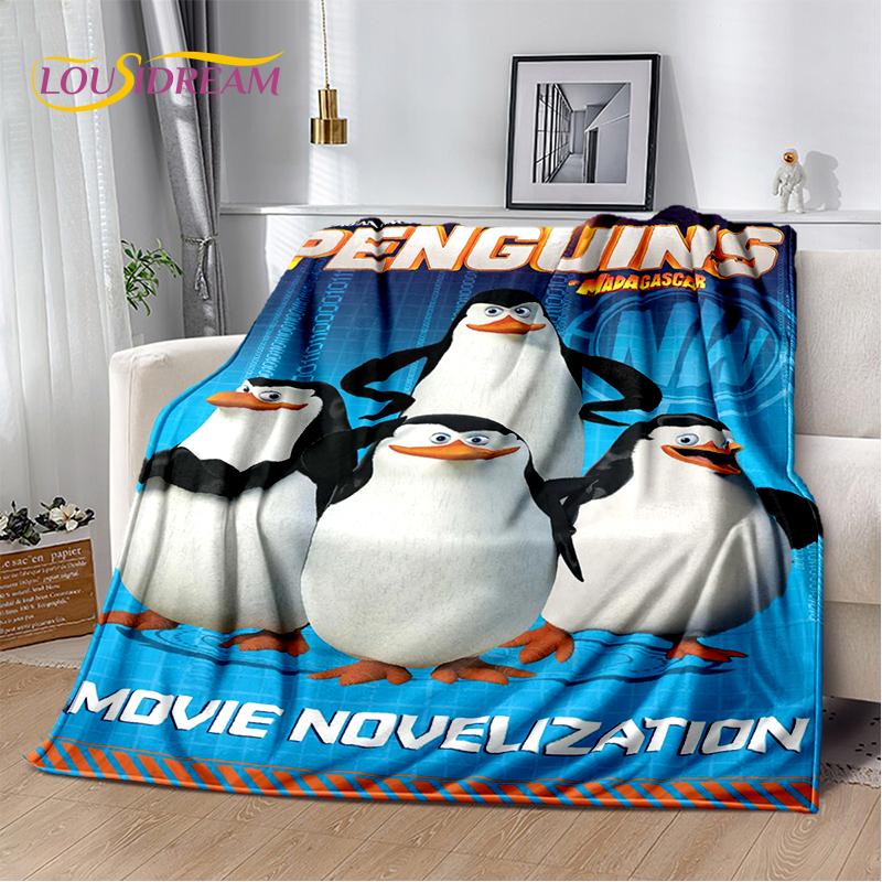 Coperta Cartoon Pinguini del Madagascar, Morbida Coperta da Divano per Casa Camera da Letto Letto Divano Picnic Viaggio Ufficio Copertura Regalo per Bambino