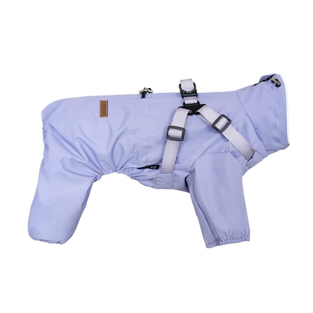 Dog Raincoat with Harness Waterproof Pet Rain Jacket for Small Dogs Adjustable Reflective Dog Rain Overalls with 4 Legs