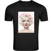 Marilyn Monroe Roses Tee Black and White Unisex Tee Red Lips S -5XL T-Shirt Tee Unisex T-Shirt