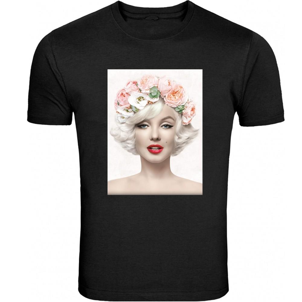 Marilyn Monroe Roses Tee Black and White Unisex Tee red lips S -5XL T-Shirt Tee Unisex T-Shirt XXL