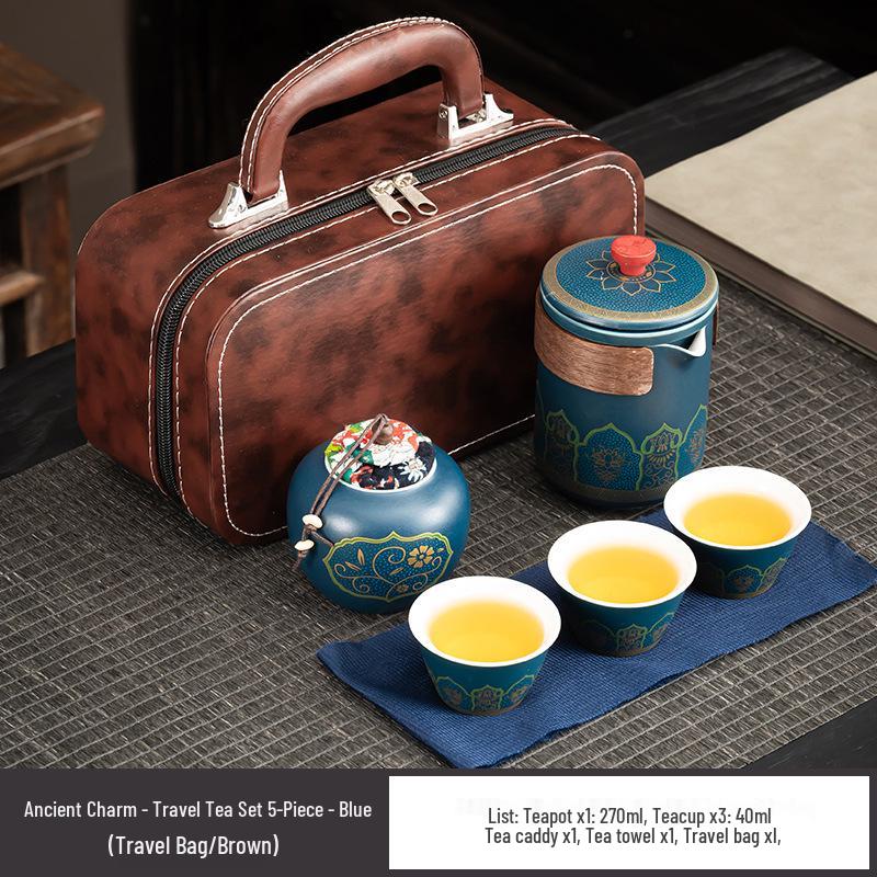 Portable Kung Fu Tea Set for Travel, Camping, and Business Gifts with Logo