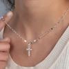 Women's Punk Rhinestone Cross Sweater Necklace - Light Luxury Versatile Clavicle Chain