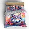 Colorful Wolf Art Decor Set Multiple sizes kid's and adults' bedroom Exquisite 3PC bedding set gift