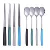 8Pcs Korean Dishware Collection Premium Silverware Collection 304 Stainless-steel Meal Collection Colors Spoon Dinnerware Spoon Chopsticks Silverware