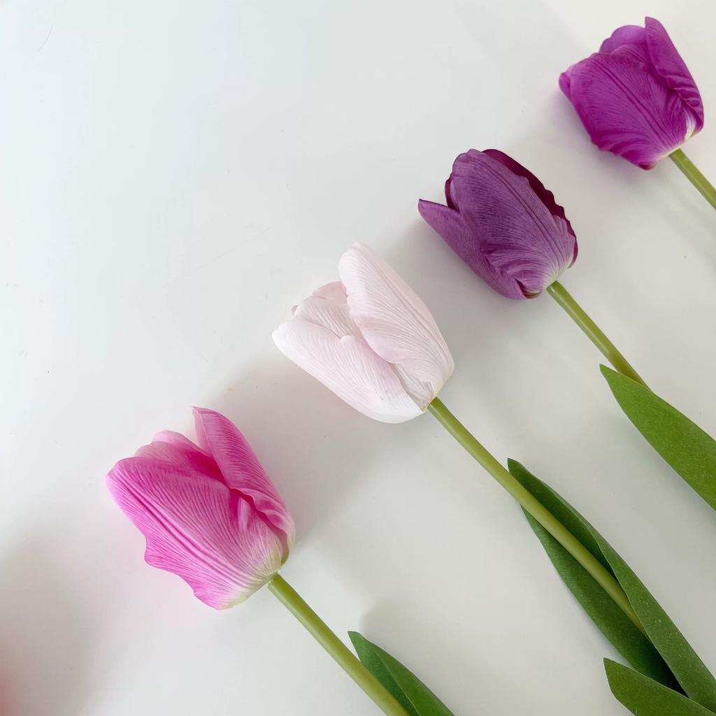 3pcs Realistic Artificial Tulips Flowers Real Touch Artificial Tulips Bouquet Spring Decoration Flowers DIY Wedding Bouquet