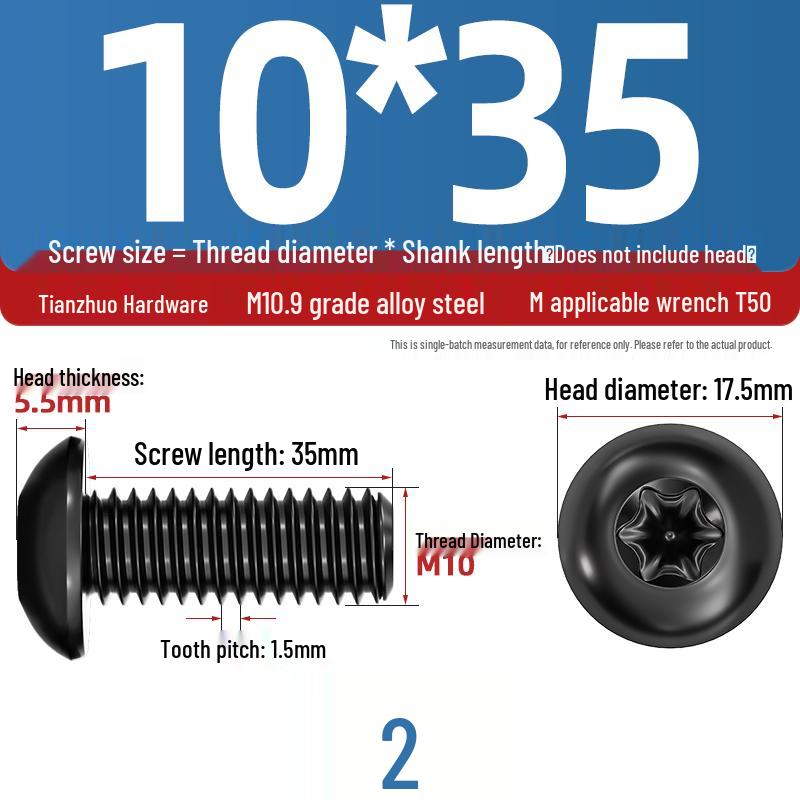 Высокопрочные Антивандальные Винты с Кнопкой Torx Класса 10.9 M5-M10