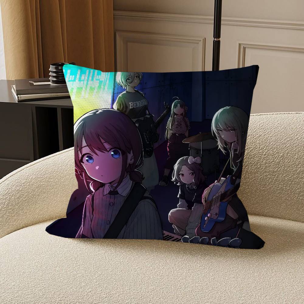 Anime G-Girls Band Cry Cushion Cover Inches Farmhouse Decor Home Throw Pillow Covers for Couch Decorations