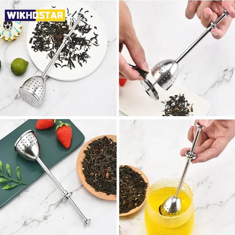 304 Rostfritt Stål Te Filter Återanvändbar Tesil Kula Metall Tepåse Tekanna Justerbar Teinfuser Filter Köksredskap