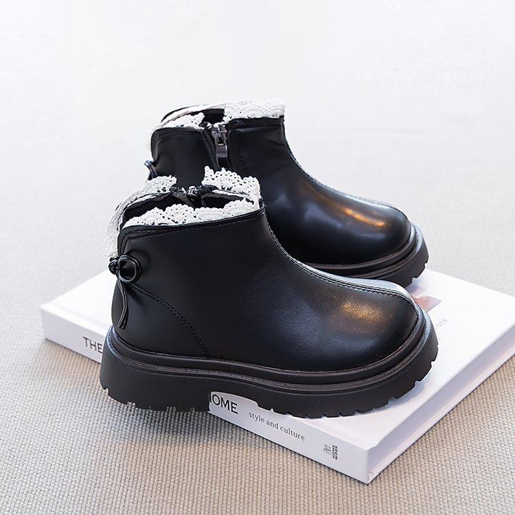 Children's Martin Boots Girls' Short Boots 2025 New Spring and Autumn Fleece Shoes Boots Foreign Style Boys' Leather Boots Baby Boots