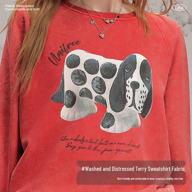 unifree Distressed Oversized Rundhals-Sweatshirt mit überschnittenen Schultern