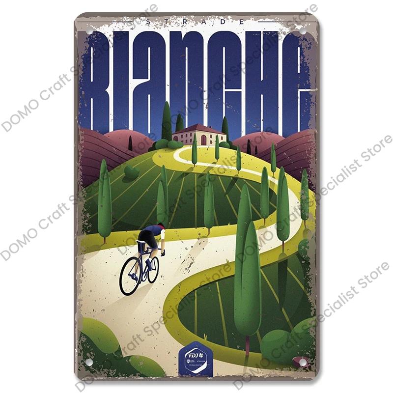 Placa de bicicleta Placa de lata de metal Ciclismo Corrida Vintage Metal Poster Wall Art Decor para Bike Club Garage Man Cave